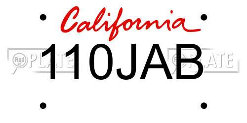 110JAB California License Plate