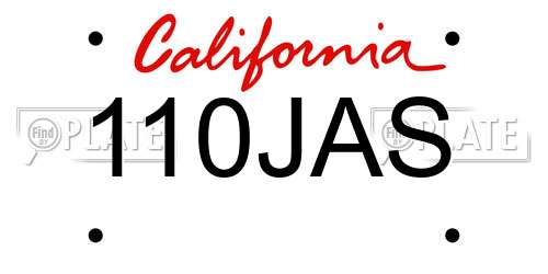 110JAS California License Plate