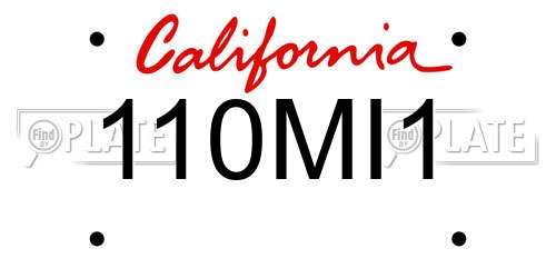110MI1 California License Plate
