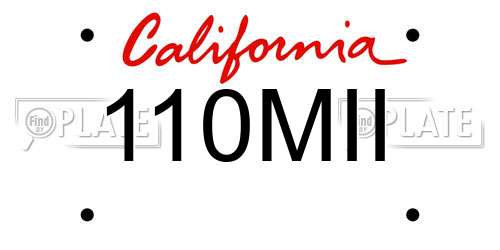 110MII California License Plate