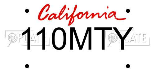 110MTY California License Plate