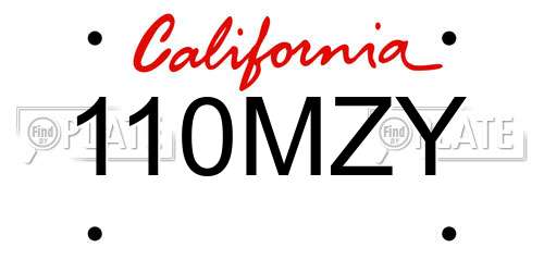 110MZY California License Plate