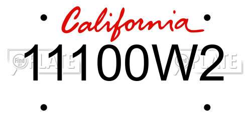 11100W2 California License Plate