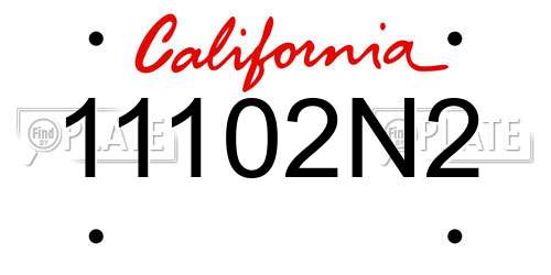 11102N2 California License Plate
