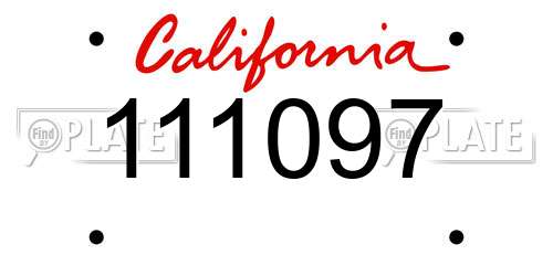 111097 California License Plate