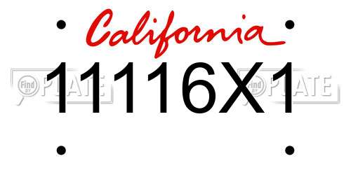 11116X1 California License Plate