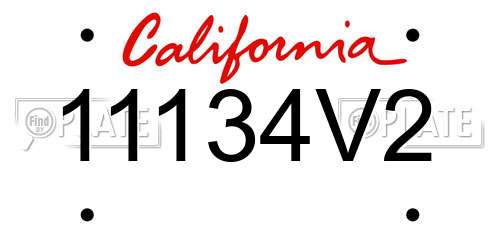 11134V2 California License Plate