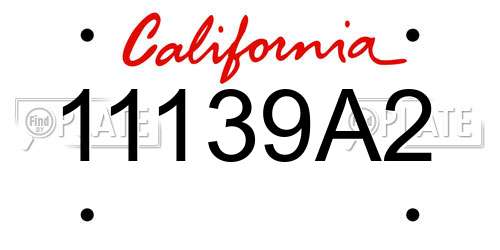 11139A2 California License Plate