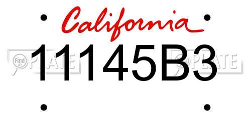 11145B3 California License Plate