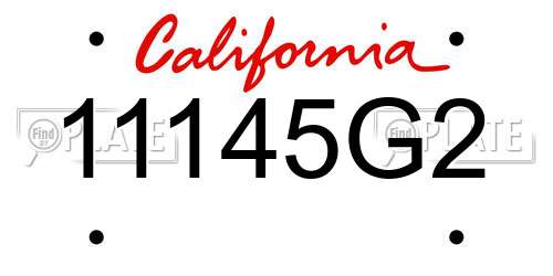 11145G2 California License Plate