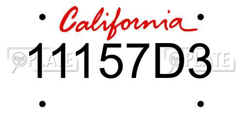 11157D3 California License Plate