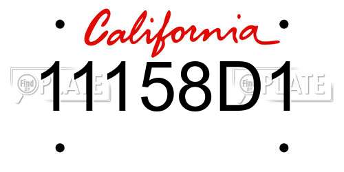 11158D1 California License Plate
