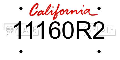 11160R2 California License Plate