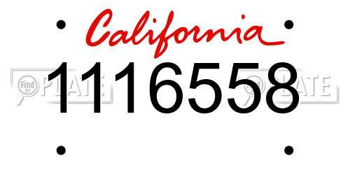 1116558 California License Plate