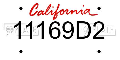 11169D2 California License Plate