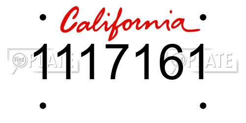 1117161 California License Plate