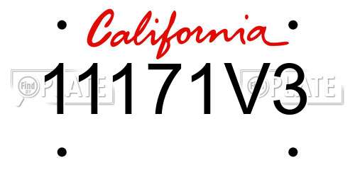 11171V3 California License Plate