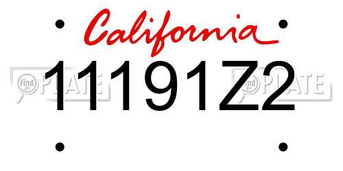 11191Z2 California License Plate