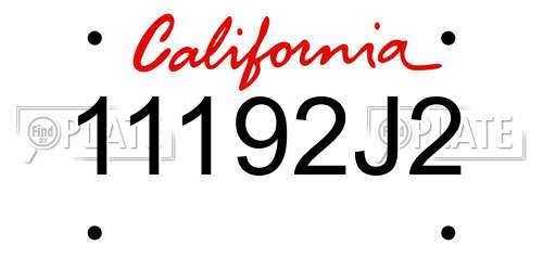 11192J2 California License Plate
