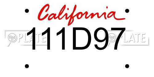 111D97 California License Plate