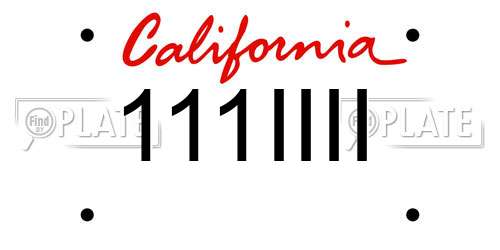 111IIII California License Plate