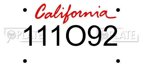 111O92 California License Plate
