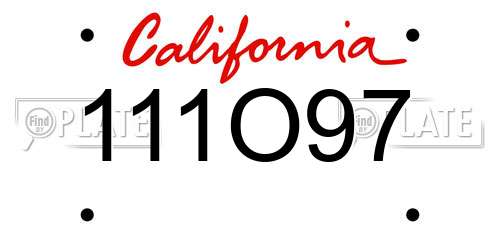 111O97 California License Plate