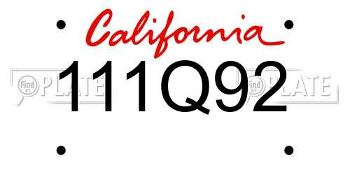 111Q92 California License Plate