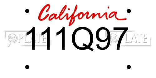 111Q97 California License Plate