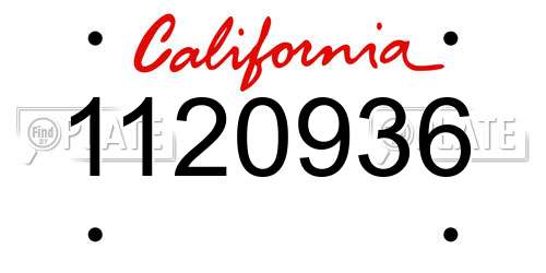 1120936 California License Plate