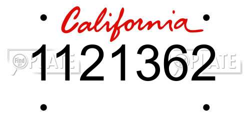 1121362 California License Plate