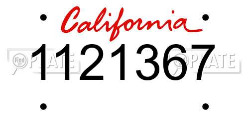 1121367 California License Plate