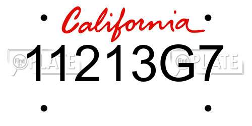 11213G7 California License Plate