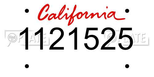 1121525 California License Plate