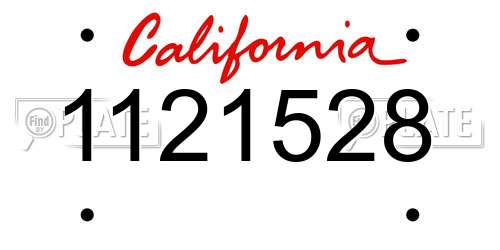 1121528 California License Plate
