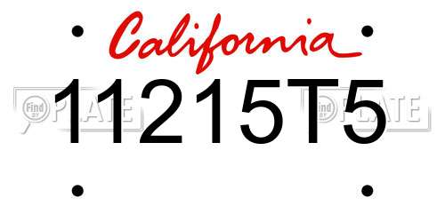 11215T5 California License Plate