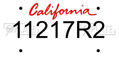11217R2 California License Plate