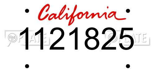 1121825 California License Plate