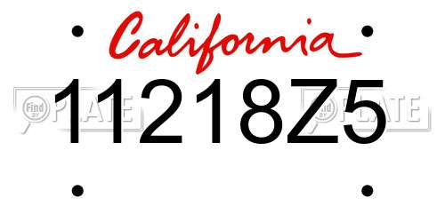 11218Z5 California License Plate