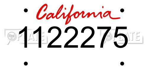 1122275 California License Plate