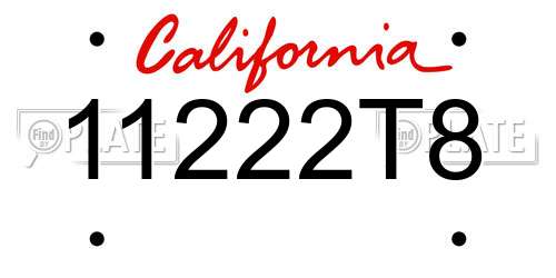 11222T8 California License Plate