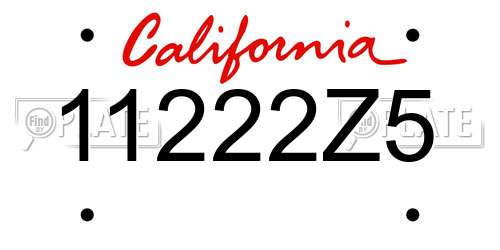 11222Z5 California License Plate