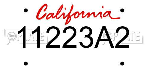11223A2 California License Plate