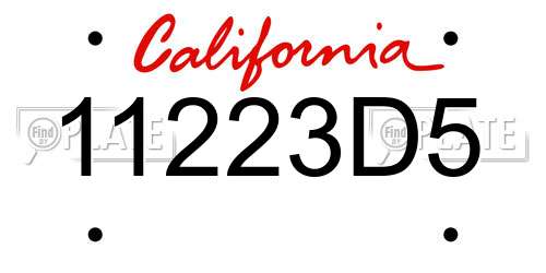 11223D5 California License Plate