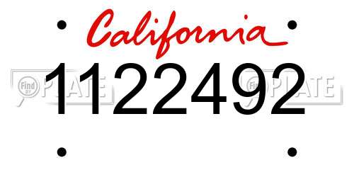 1122492 California License Plate