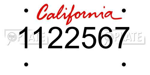 1122567 California License Plate