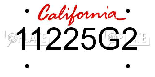 11225G2 California License Plate