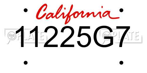11225G7 California License Plate