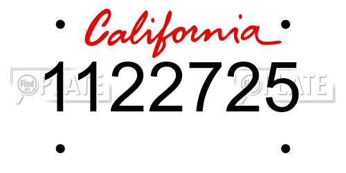 1122725 California License Plate