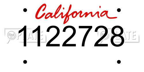 1122728 California License Plate